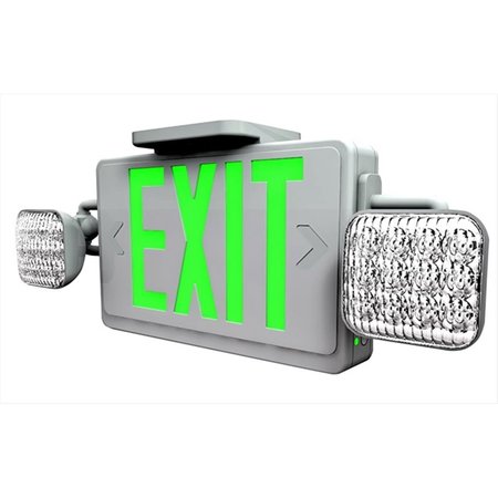 WESCO All LED Exit Emergency Light Combo Green Letters WE599667